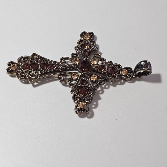 **Sale** Gold tone inspirational cross pendant - Picture 8 of 9